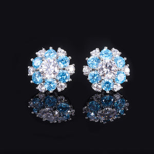 Floria Earrings Synthetic Tourmarine/ Pink & BLue Sapphire 925 Silver Jewelry