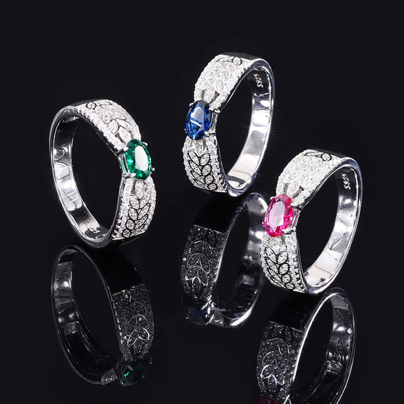4x6mm Oval Cut Stone Ring Synthetic Gemstone 925 Sterling Silver Jewelry