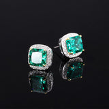 Colorful High Carbon Diamond Earrings 925 Silver With Cushion Cut Stone Jewelry
