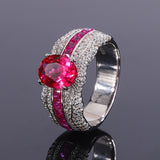 925 Sterling Silver Simulated Gemstone Ring Pave Lab Diamonds Ring For Women