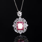 Pink High-Carbon Diamond Ice Flower Cut Earrings Pendant Open Ring Set High-End Fashion Costume Jewelry