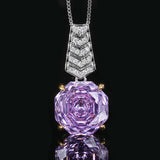 Rose Cut Round Purple Stone Ring Earrings Pendant Cubic Zirconia Jewelry Set for Wedding Bride Bridesmaids