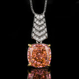 Simulated Champagne Stone Cushion Cut Ring Earrings Pendant Pappalacha Color Luxury Jewelry Set
