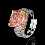 Simulated Champagne Stone Cushion Cut Ring Earrings Pendant Pappalacha Color Luxury Jewelry Set