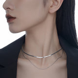 Minimalist 925 Sterling Silver Women's Blade Necklace Versatile Collarbone Chain Trendy Jewelry