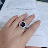 Split Shank Square Ring 925 Sterling Silver Vintage Jewelry Simulated Amethyst Pave CZ