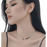 Women Gifts 925 Silver Herringbone Necklace for Women, Dainty Snake Chain Choker, Trendy Simple Jewelry