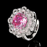 Gold Plated Simulation Gems Dragon Fruit Color Rose Flower Cut Jewelry Set Main Stone 12-10mm