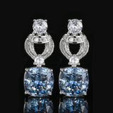 Gold-plated Simulated Nordic Blue Stone Jewellery Set Cushion Cut Bird Nest Style Stone 12*12MM