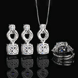 Gold-plated Simulated Nordic Blue Stone Jewellery Set Cushion Cut Bird Nest Style Stone 12*12MM