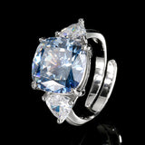 Gold-plated Simulated Nordic Blue Stone Jewellery Set Cushion Cut Bird Nest Style Stone 12*12MM