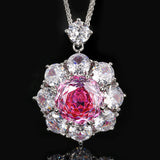 Halo Jewelry Set Platinum Plated Round Cubic Zirconia Crystal Pendant Necklace Open Ring Earrings