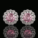 Rose Cut Gems Earrings Pendant Open Ring Set Gorgeous Jewelry Gold-plated Round Pink Stone Costume Jewellery