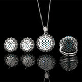 Rose Cut Gems Earrings Pendant Open Ring Set Gorgeous Jewelry Gold-plated Round Pink Stone Costume Jewellery