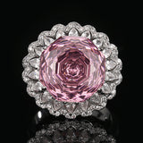 Rose Cut Gems Earrings Pendant Open Ring Set Gorgeous Jewelry Gold-plated Round Pink Stone Costume Jewellery