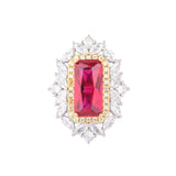 Synthetic Ruby Jewelry Set for Bride Bridesmaid Pendant Necklace Earrings Open Ring Sets for Women