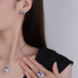 Women Jewelry Set Platinum Plated Pendant Necklace Open Ring Earrings Set,Birthday/Anniversary Mother’s Day Jewelry Gifts for Mom/Wife/Sister/Best Friend