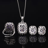 Women Jewelry Set Platinum Plated Pendant Necklace Open Ring Earrings Set,Birthday/Anniversary Mother’s Day Jewelry Gifts for Mom/Wife/Sister/Best Friend