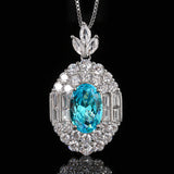 8x12mm Simulated Blue Topaz Stone Oval Cut Cluster White Zircon Luxury Ring Earrings Pendant Luxury Jewelry
