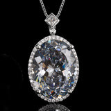 Oval Bird's Nest Cut Simulated Grey Gems Jewelry Large Stone Ring Earrings Pendant Sets Gift For Women