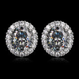 Oval Bird's Nest Cut Simulated Grey Gems Jewelry Large Stone Ring Earrings Pendant Sets Gift For Women