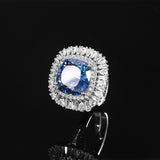 Imitation Blue Gemstone Cushion Birds Nest Cut Ring Earrings Pendant Luxury Jewelry Sets