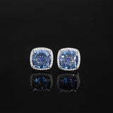 Imitation Blue Gemstone Cushion Birds Nest Cut Ring Earrings Pendant Luxury Jewelry Sets