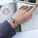 Cushion and Ice Flower Cut High-Carbon Gems Simulated Diamond Elegant Bracelet Jewelry For Women's Wedding Party Costume Events Accessories