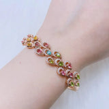 925 Silver With Gemstone Jewelry Natural Tourmaline Bangle Candy Color Stone