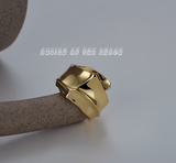Irregular 925 Sterling Silver Finger Ring High Polish Gold Plated Fashion Jewelry