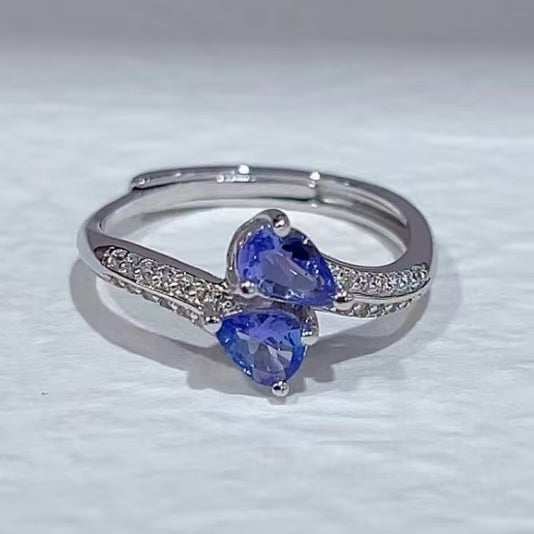 4*6 mm Pear Cut Tanzanite Stone Petite Ring 1.1ct 925 Silver Jewellery