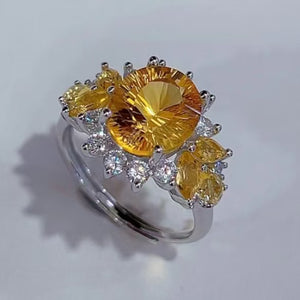 Natural Citrine Stone Ring 925 Silver With Gemstone Jewellery For Women