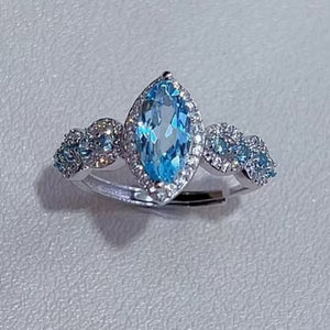 5*10 mm Marquise Cut Stone Ring 2.52ct Blue Topaz 925 Silver Jewelry