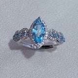 5*10 mm Marquise Cut Stone Ring 2.52ct Blue Topaz 925 Silver Jewelry