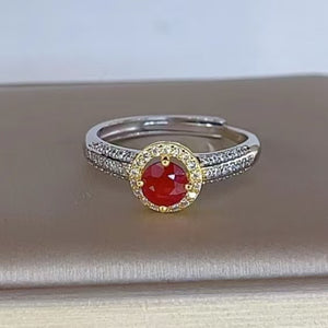 5mm Round Ruby Ring 0.6ct Stone 925 Silver With Gemstone Jewelry