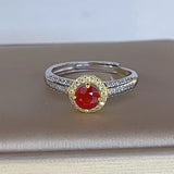 5mm Round Ruby Ring 0.6ct Stone 925 Silver With Gemstone Jewelry