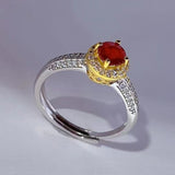 5mm Round Ruby Ring 0.6ct Stone 925 Silver With Gemstone Jewelry