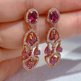 Chandelier Earrings 925 Silver With Natural Garnet Stone Jewellery