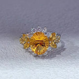 Natural Citrine Stone Ring 925 Silver With Gemstone Jewellery For Women