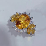 Natural Citrine Stone Ring 925 Silver With Gemstone Jewellery For Women