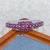 Semiprecious Stone Jewelry 925 Sterling Silver Natural Garnets Bracelet