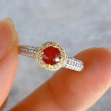 5mm Round Ruby Ring 0.6ct Stone 925 Silver With Gemstone Jewelry