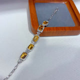 925 Sterling Silver Citrine Bracelet Semi Precious Stone Jewellery