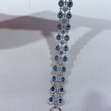 London Blue Topaz Jewelry 925 Silver With 3 Rows Gemstone Bracelet OT Clasp Adjustable