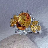 Natural Citrine Stone Ring 925 Silver With Gemstone Jewellery For Women