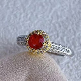 5mm Round Ruby Ring 0.6ct Stone 925 Silver With Gemstone Jewelry