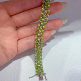 Semiprecious Stone Jewellery 925 Sterling Silver Peridot Stone 3 Rows