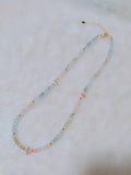 Natural Aquamarine Morganite Gemstone Jewelry DIY Beads Necklace 16 Inch