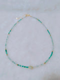 Green Agate Collarbone Necklace 925 Silver Alternated Stone DIY Beads Jewellery