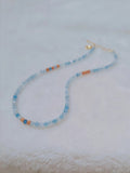 Natural Blue Topaz And Golden Sunstone Beads Necklace DIY Jewelry